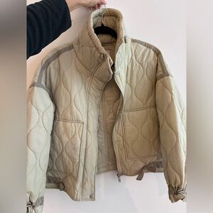 Zara Women's quilted cropped Jacket - Beige